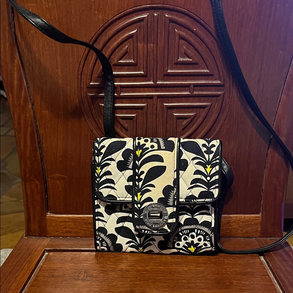 Vera Bradley Black and Cream Floral Crossbody Bag